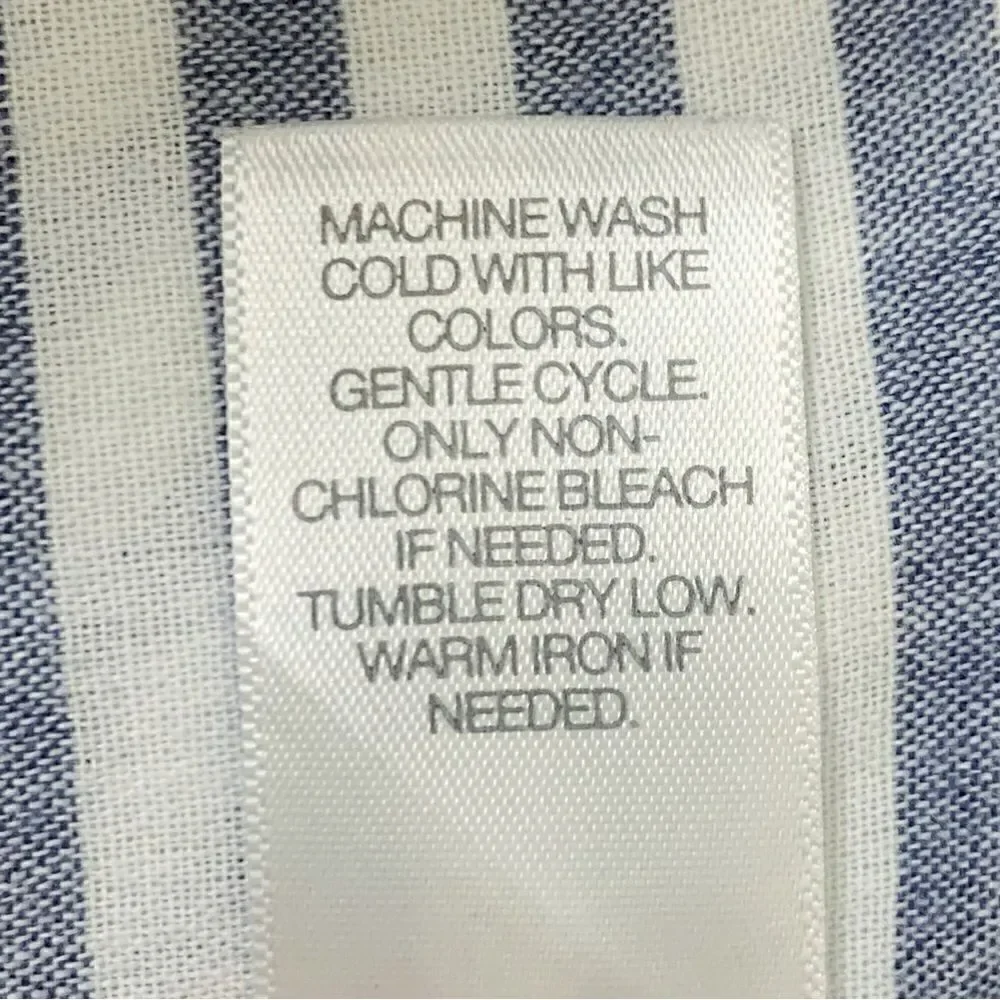 J.Jill 100% Cotton Blue White Striped Button Down Tunic Top